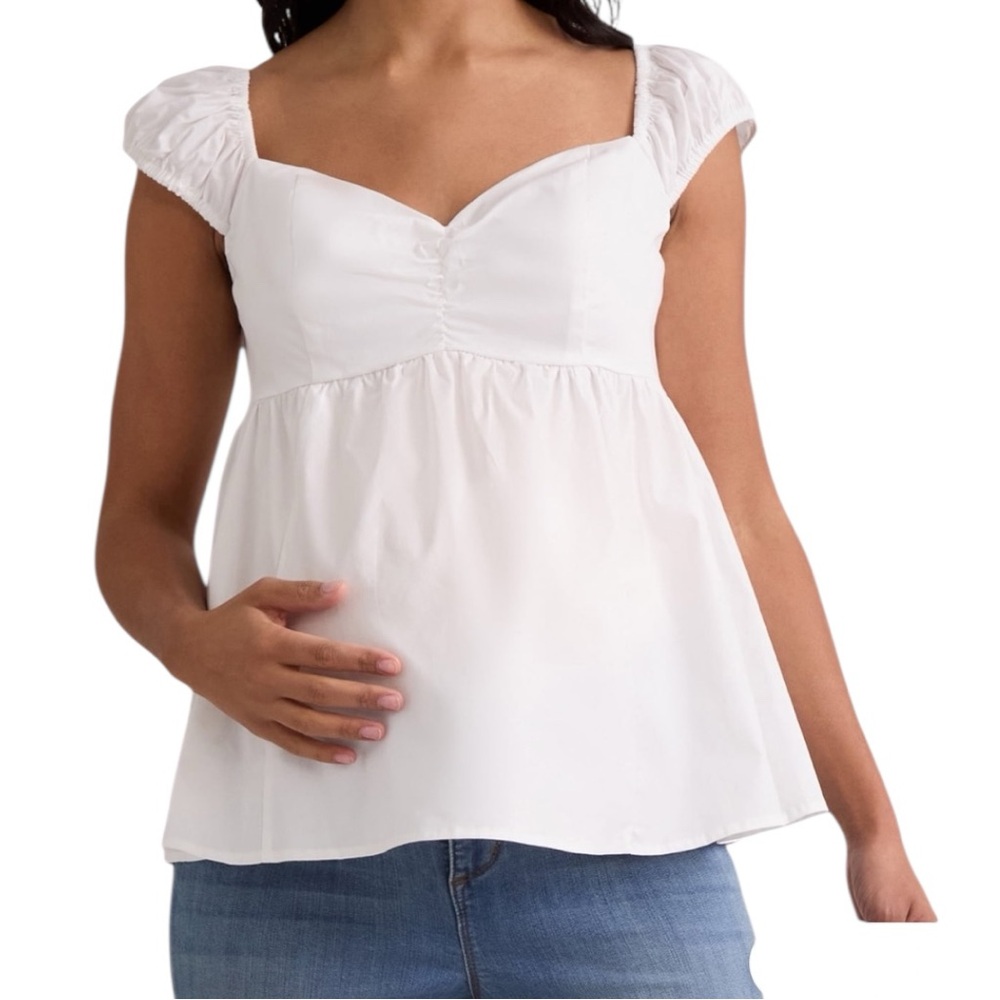 Time and Tru Women’s Maternity Babydoll Top with Cap Sleeves, Size XL (14-16)